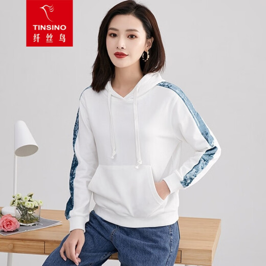 Filament Bird Sweater Women's 2021 Autumn and Winter New Korean Style Lazy Style Hooded Sweater Fashion Casual Long Sleeve Top Loose Slim Jacket Women White Green XL