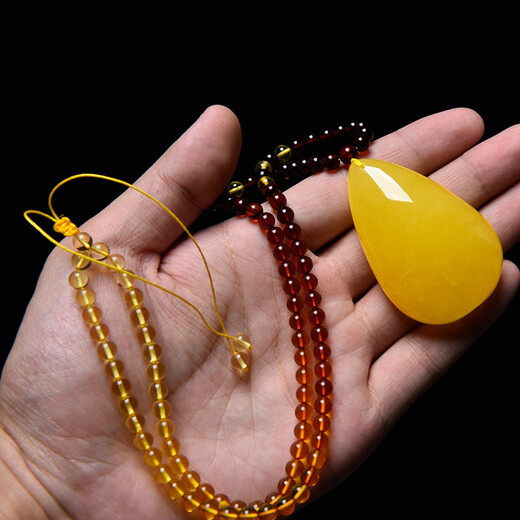 OUCERNY beeswax pendant natural amber raw stone full of honey chicken oil yellow water drop necklace pendant for men and women Russian material 3-5g