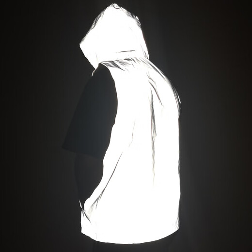 Customized reflective hooded vest, night vision travel safety riding vest, vest for boys, outdoor top, sports laser jacket, high brightness silver reflective S