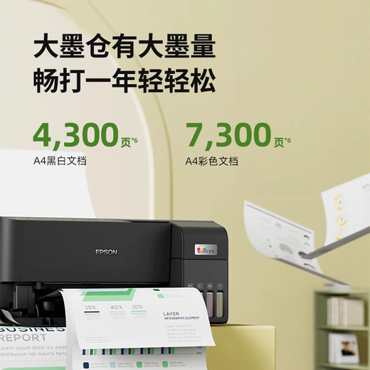 爱普生（EPSON）L3558/6商用办公黑白彩色打印机 多功能一体机 (打印 复印 扫描)家用办公 L3556白色
