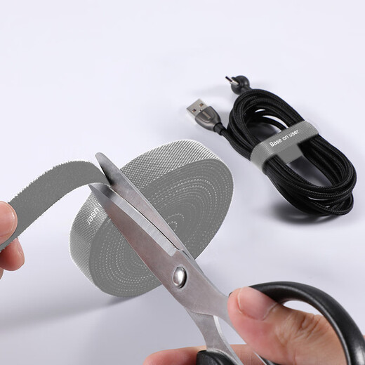 Baseus computer cable management with Velcro, cable storage and fixing, winding with cable organizer, adhesive-backed nylon power cord tie, cable tie, gray 3 meters