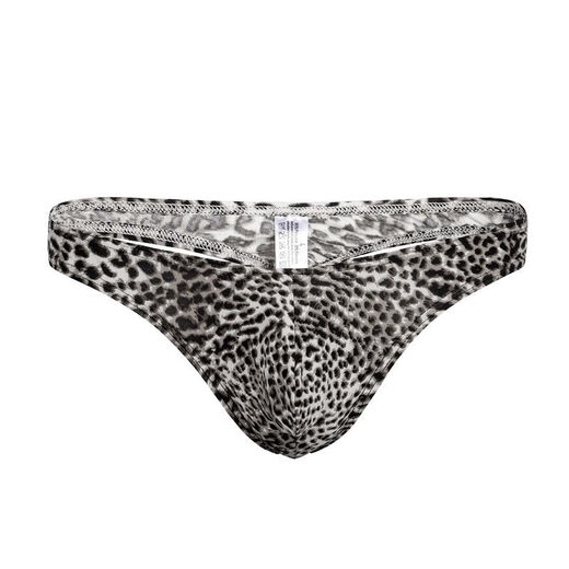 Magnificent Men's Leopard Print Sexy Underwear T-Pants with Exciting Pouch T-Pants Narrow Brim Sexy Men's T-Pants Brown M