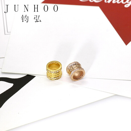 Junhong 18K rose gold yellow gold zirconium ring pendant Valentine's Day gift 18K rose gold-02 style 1.71g