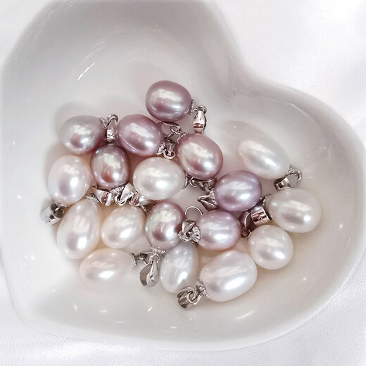 Nufeng S925 silver necklace freshwater pearl pendant single pendant without chain clavicle simple temperament for women purple 8-8.5mm (single pendant)