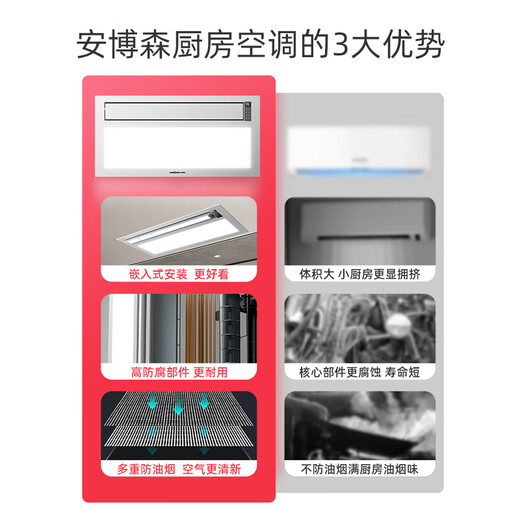 Amberson kitchen special air-conditioning and refrigeration split embedded ceiling ceiling household 1.5 HP special machine split type with outdoor unit 1.5 HP set split embedded cooling and heating