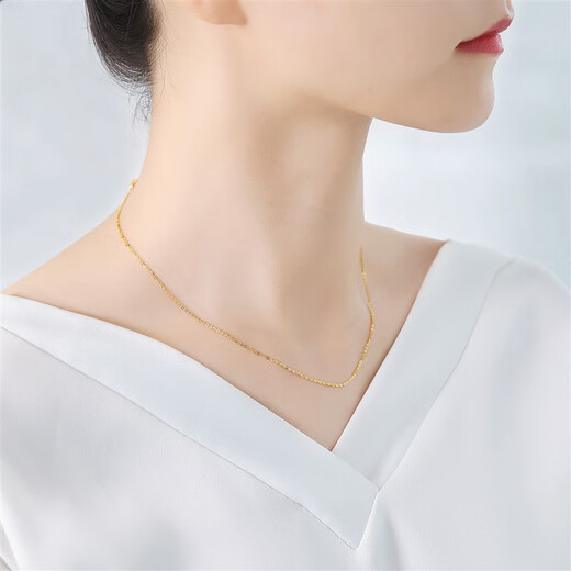 Xuanyong 18k gold colored gold necklace for women rose gold single element chain gold o-shaped chain au750 clavicle chain necklace for women European-shaped thickened weight 1.2-1.4g thick about 1.4 18K yellow 45cm (if you get a fake one, you will lose ten)