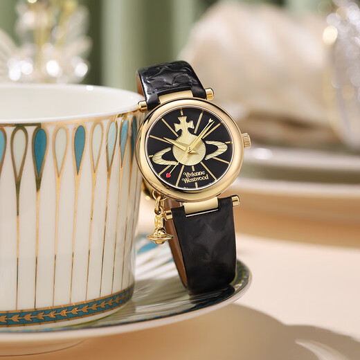 Vivienne Westwood Queen Mother Watch Women's Genuine Leather Girl Birthday Gift for Girlfriend Christmas Gift New Year's Eve VV006BKGD