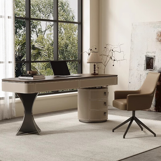 TONGTA modern retro style desk home study desk designer high-end walnut veneer office desk computer desk single desk 140*70*75