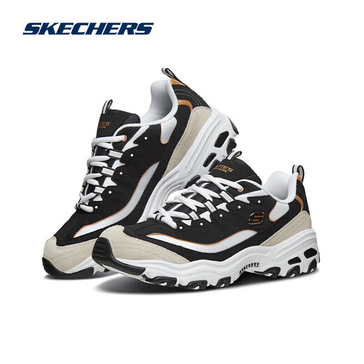Skechers Black and White Gold | Men's Shoes Autumn Classic Panda Shoes Increased Breathability Fashion Campus Retro Dad Shoes 666114