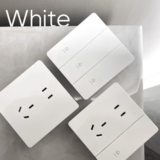 International electrician type 86 ultra-thin switch socket panel wall concealed matte large board frameless household whole house set five-hole socket staggered five-hole socket ceramic white