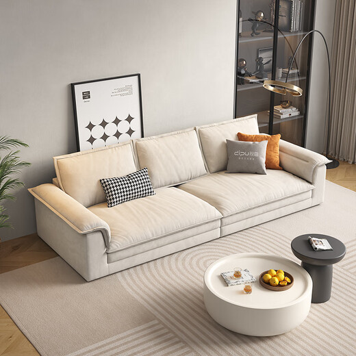 狄普奶油风科技布沙发客厅简约小户型超大坐深直排猫抓布帆船671沙发 0.8m脚踏 LM猫抓布+4CM天然乳胶