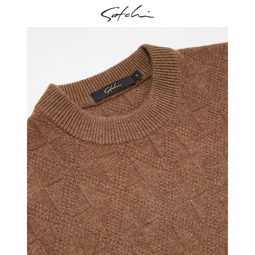 沙驰（SATCHI）男装商场同款男士毛衫2026冬季新款圆领山羊绒保暖毛衣 浅咖 50