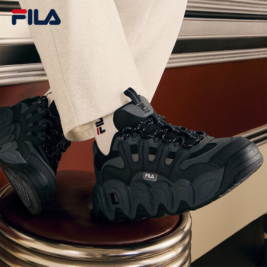 FILA official men's shoes CROISSANT modern sports shoes croissant shoes dad shoes black/shadow black gray-BC 42