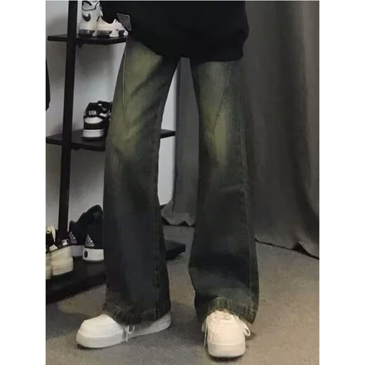 Digada American retro high street vibe style jeans men's spring and autumn high-end trousers straight and slightly flared pants men's trend CYXFS-N829 blue L