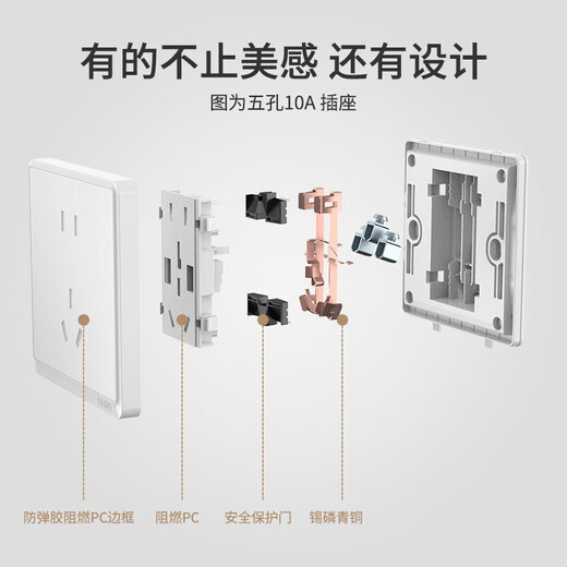 Chint (CHNT) switch socket panel type 86 concealed power socket household five-hole socket wall panel socket narrow frame large panel oblique five-hole 6M space silver one open single control