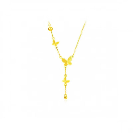 DR-FLVVS Fat Donglai's same style 18K gold bow knot necklace new product 24k yellow l gold tassel 999 anti-gold Zhou family's same style at large bow knot tassel necklace