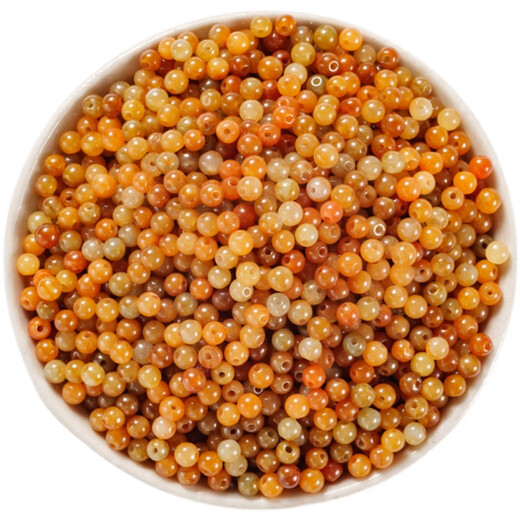 Zun cabinet Burmese yellow jadeite millet beads, ice seed round beads, bracelet necklace braided lanyard pendant, about 3.8 mm, 60 pieces