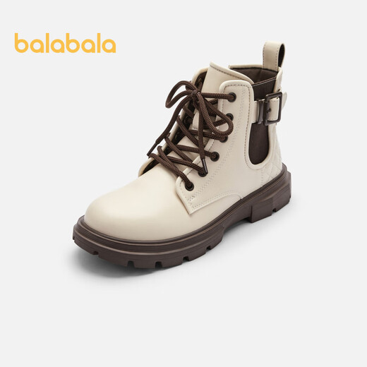 Balabala children's shoes, girls' boots, retro Martin boots, autumn and winter leather boots, trendy