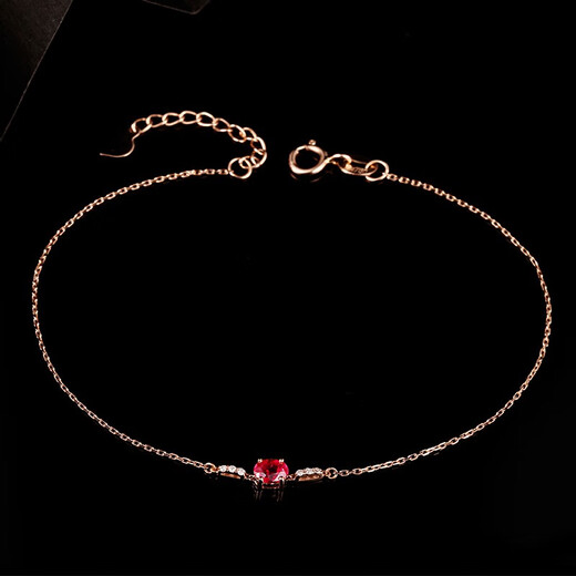 Tingliang Natural Ruby Bracelet Colorful 18K Gold Inlaid Diamond Fashion Wristband for Lover Ready in Stock (15.5-18cm)