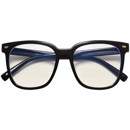 2021 New 2021 New Thick Black Frame Glasses for Men Showing Face Small Large Frame Plain Glasses Frame Anti-Blue Light Flat Glasses for Women Plain Fashion Trendy Style Bright Black Frame Non-prescription Flat Mirror Mirror Box + Lens Cloth