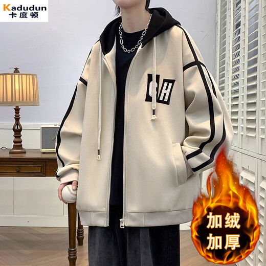 Kaduton autumn and winter youth velvet jacket new thickened boy baseball uniform jacket college style casual student top JK008 black (autumn and winter style) velvet XL (120-135Jin Jin is equal to about 0.5 kg)