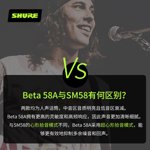 SHURE BETA58A SM58S wired dynamic microphone karaoke live stage performance playing and singing recording microphone BETA58A + 5 meters 6.5 line