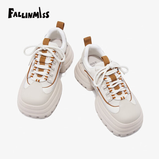 Feimei fashion single shoes for women spring new color matching lace-up platform soles heightening ins trendy casual shoes niche 01H2621 Mi Xing 38