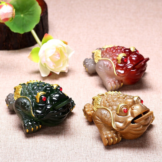 Tea pet ornaments change color to attract wealth, golden toad pet creative coffee table ornaments, tea table, tea tray, tea ceremony, tea art, temperature-sensing tea set accessories, accessories, three-legged tea play, handmade tea worms, golden golden toad