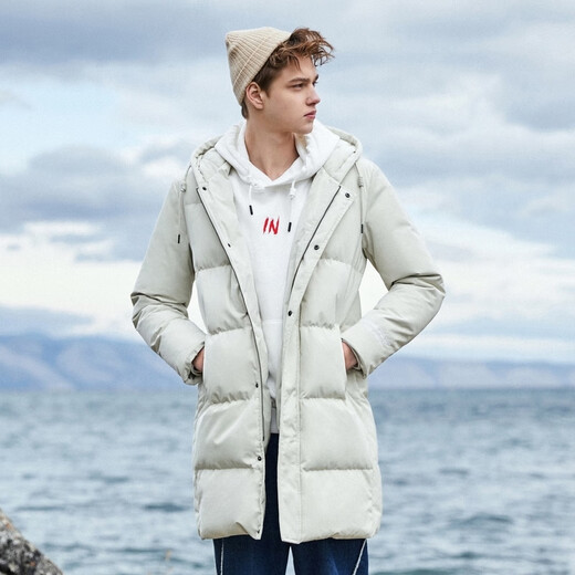 Semir Semir long down jacket men's winter new trendy hooded jacket men's Korean style youth winter clothing Vanilla White 1709 160/80A/XS