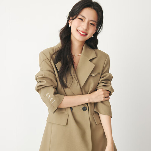 Shifanli (S EIFINI) Shifanli high-end gray suit jacket 2024 autumn new style small pink casual temperament workplace suit brown ready M