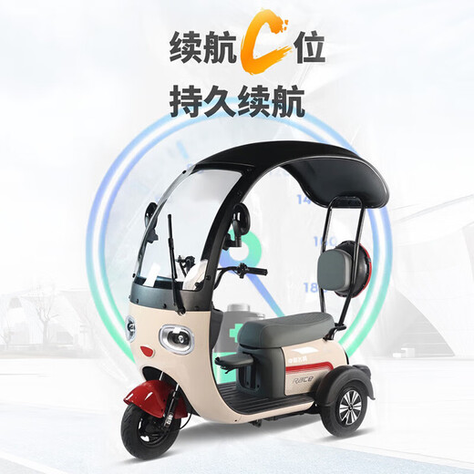 Flying Pigeon electric tricycle, small household scooter for women to pick up and drop off children, new electric tricycle with built-in canopy, 600W 48V23A black gold + 80 miles of battery life
