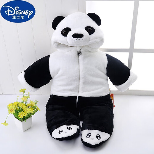 Disney (Disney) baby thermal jumpsuit thickened baby hoodie plus velvet outing clothing cartoon crawler with foot padded clothes for autumn and winter Elf winter style plus velvet and thickening-covers hands and feet Size 59 recommended for newborns
