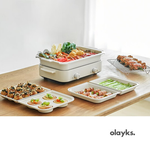 Olayks instant multi-purpose cooking pot multi-purpose pot electric hot pot household shabu-shabu all-in-one shabu-shabu split electric baking pan
