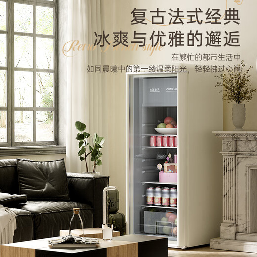 Royalstar Ice Bar Refrigerator Home Living Room Constant Temperature Preservation Refrigerator Tea Beverage Vertical Freezer Office Hotel Sample Freezer Mini Embedded Retro Ice Bar Small Wine Cabinet 238L Retro Model Blue Light + First-Class Energy Efficiency + Refrigeration and Freezing