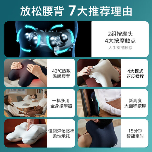 Philips (PHILIPS) Waist Massager Rabbit Massage Pillow Shoulder Neck Back Massager Hot Compress Backrest Leg Massager 3101B Blue Birthday Gift Girl Boyfriend Holiday Gift