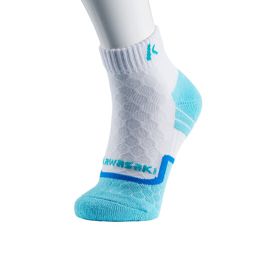 川崎（KAWASAKI）羽毛球运动袜女款跑步健身中短女袜子毛巾底吸汗透气3双装 R237D蓝/粉/紫(3双装）