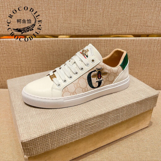 Crocodile shirt (CROCODILE) men's shoes summer cool white shoes new light luxury brand casual couple shoes sports shoes sneakers women's shoes men's C style [high-end men's shoes] men's style 41