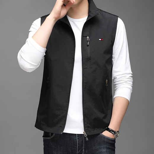 
TOMMYBULL American Tommy Tommy Men's Autumn and Winter Jacket Vest Outdoor Versatile Casual Sleeveless Vest Standing Collar Vest Blue 686 XL [Suggested Weight 145-160 Jin [Jin equals 0.5 kg]]