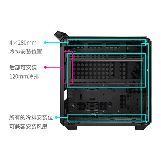 酷冷至尊（CoolerMaster）Qube酷方500 黑 EATX中塔电脑台式机箱 自由拼装/280散热水冷/钢玻侧板/7硬盘位