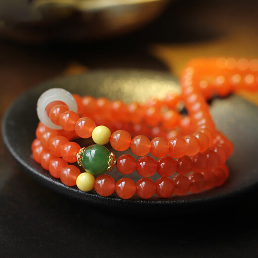 BOSFRU Natural Liangshan Cherry Red South Red Agate Bracelet Design 108 Buddha Beads Bracelet Light Luxury Jewelry Gift for Girls
