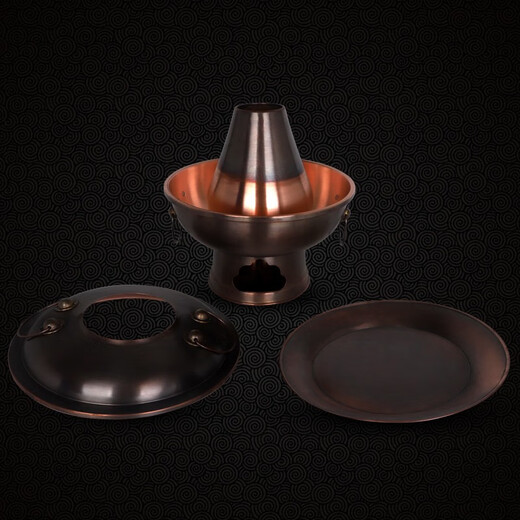 Copper Liu Ford thick pure copper hot pot old-fashioned charcoal hot pot household mandarin duck pot old Beijing mutton shabu pure copper handmade copper pot 34 cm mandarin duck pot for 8 people place an order and note the color