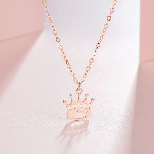 Saturday Fortune (ZLF) 18K gold necklace for women rose gold crown color gold pendant clavicle chain 42cm +3cm