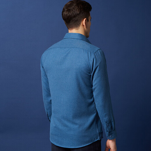 杉杉【磨毛加厚】衬衫男士长袖秋季商务休闲纯色抗皱保暖合体翻领男装