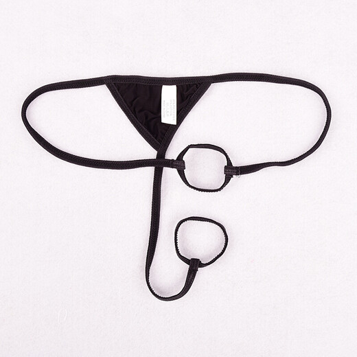 Men's sexy thong men's ice silk double circle underwear sexy open crotch temptation T pants men's pink one size