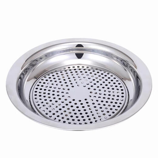 Ruipiao stainless steel dumpling plate dumpling plate drained dumpling plate stainless steel plate double layer plate tray round plate flat 30CM thickened