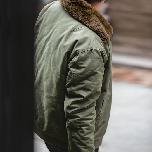 Madden Workwear American Retro B15 Pilot Cotton Jacket Men's Warm Fur Collar Thickened Cotton Jacket Spring and Winter Men's Jacket Green Clothes Men's Winter Jacket/Coat Men/Men's Cotton Coat/Cotton Men's Jacket 2XL