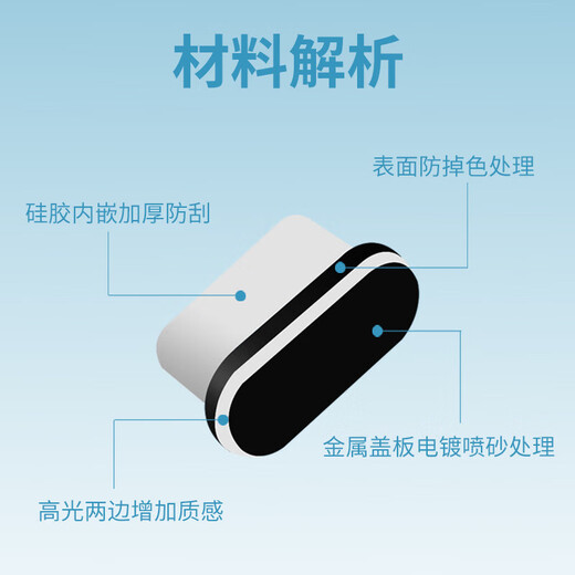 Rigorous Apple USB-C mobile phone charging port dust plug iphone15Pro dustproof sticker metal material Apple 15 plug dustproof plug C port Type-C charging plug 2 pieces black + anti-lost device iPhone15Promax