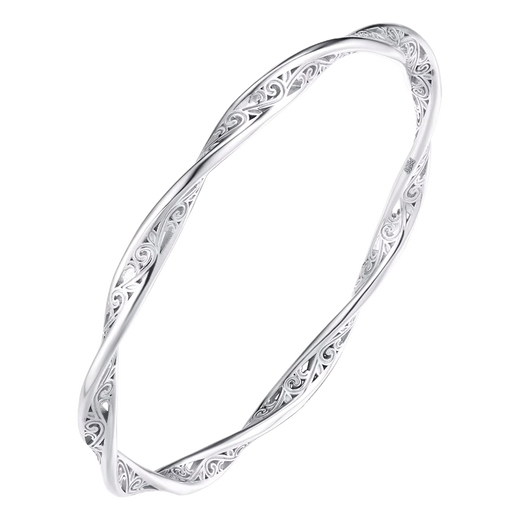 Shengshi Qiyuan platinum bracelet for women pt950 platinum bracelet with curly grass pattern Möbius ring bracelet, high-end bracelet, inner diameter 50mm, weight 21-22g, thickness about 3.6mm