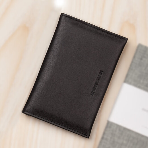 伊恩玛真皮名卡包超薄名片夹 多功能卡片包驾驶证皮套 高档进口头层牛皮 黑色