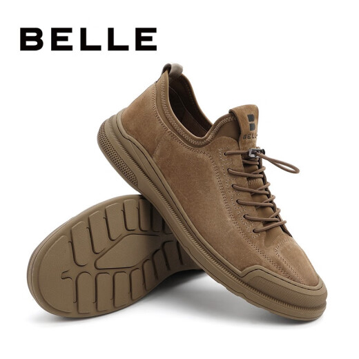 Belle nubuck leather men's casual work shoes shopping mall same style outdoor style casual shoes 6ZF01CM0 khaki 39
